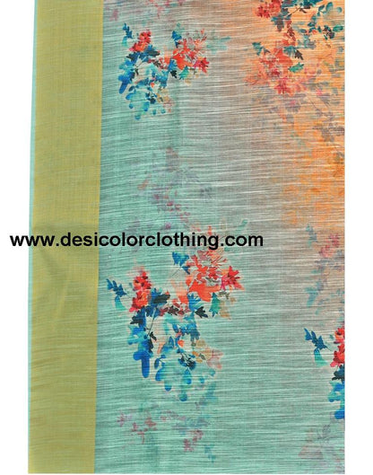 Orange Cotton Printed Saree | 1939S212