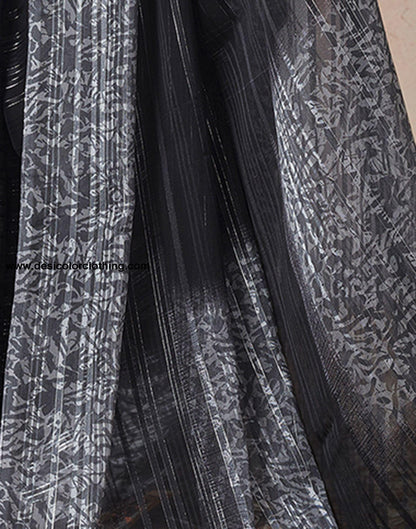 Black Printed Georgette Saree