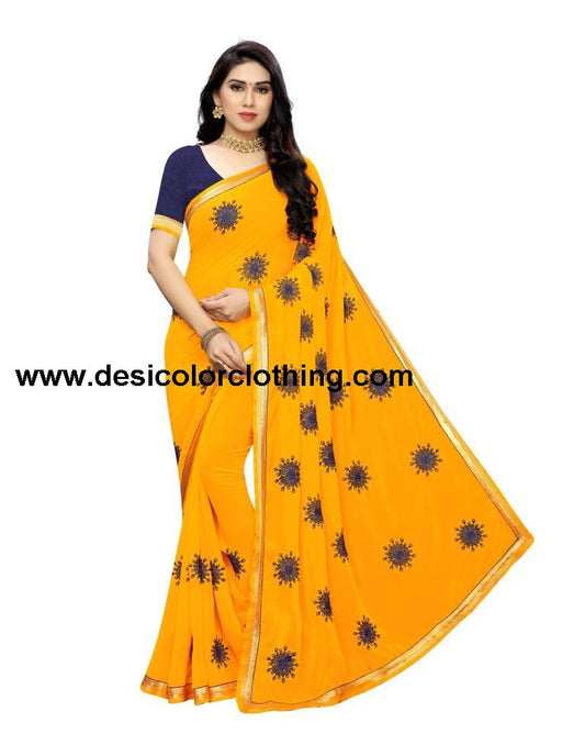 Yellow Embroidery Saree | 1488S112