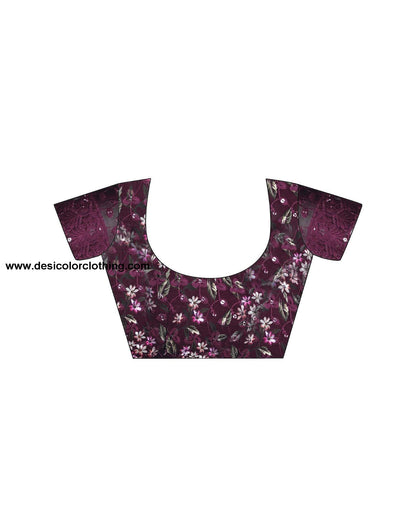 Wine Plain Georgette Saree