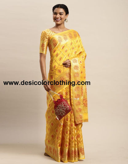 Turmeric Yellow Organza Saree