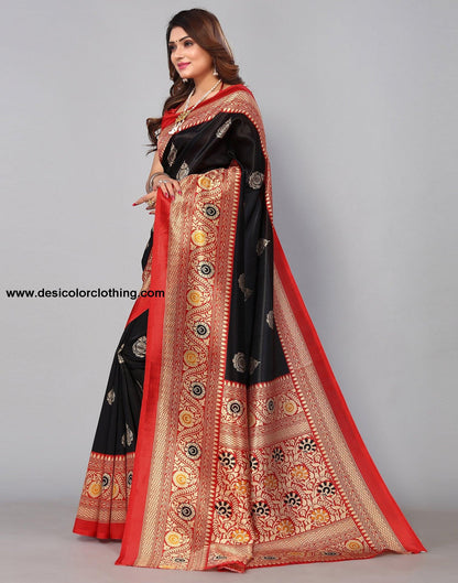 Black Silk Printed Saree