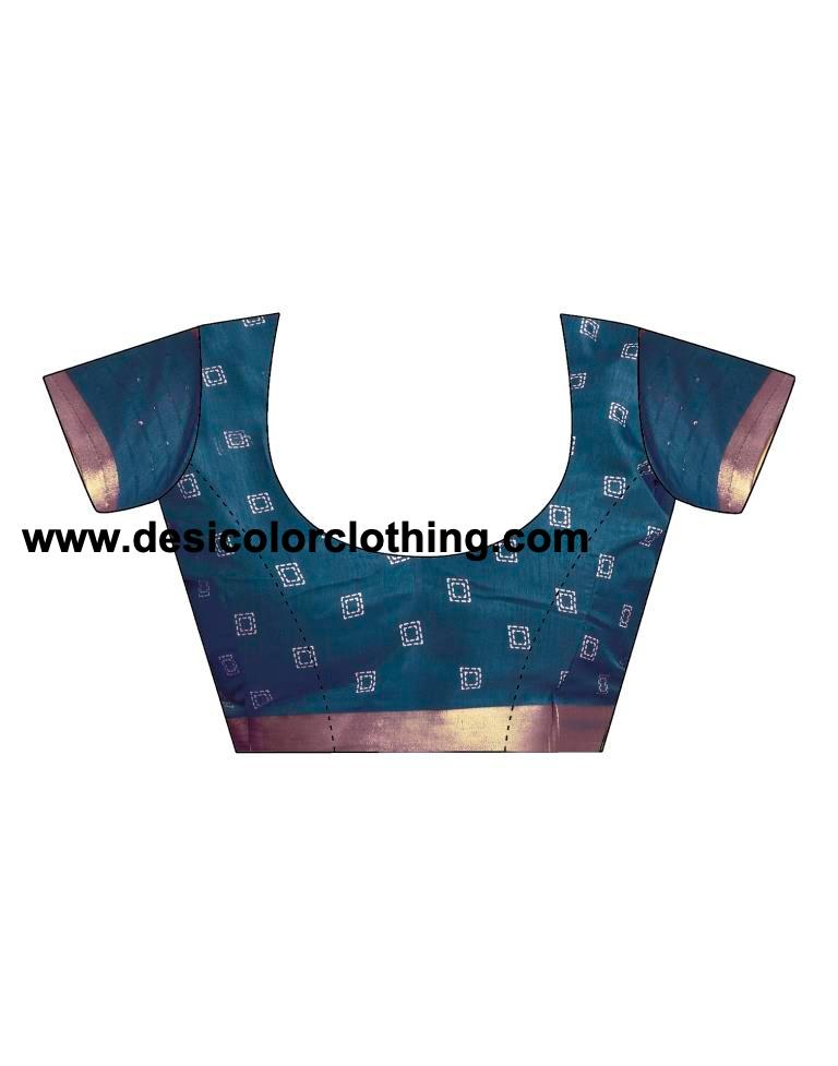 Dusty Blue Silk Printed  Saree