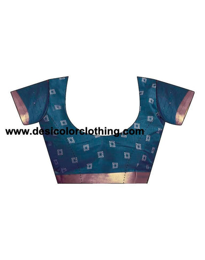 Dusty Blue Silk Printed  Saree