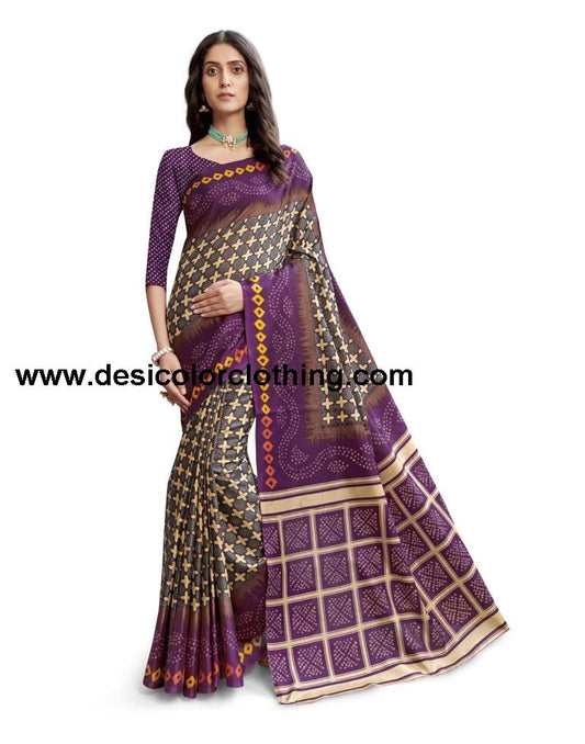 Purple Coloured Poly Silk Printed Casual saree | SLV1735S266