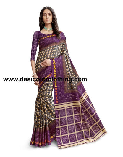 Purple Coloured Poly Silk Printed Casual saree | SLV1735S266