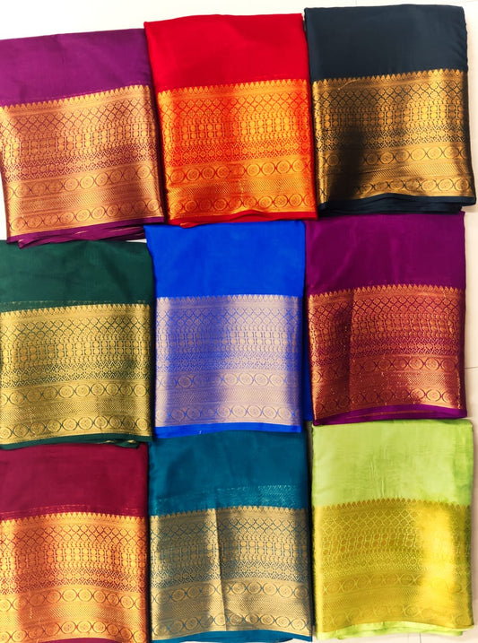 Product Image - Exquisite Semi-Mysore Silk Saree with Gold Border