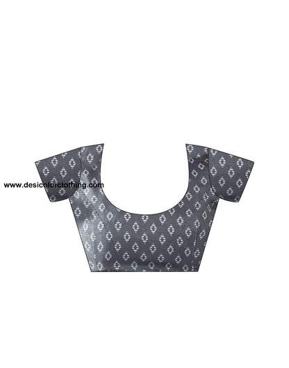 Steel Grey Printed Silk Saree