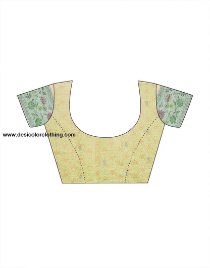 Yellow Woven Banarasi Organza Saree
