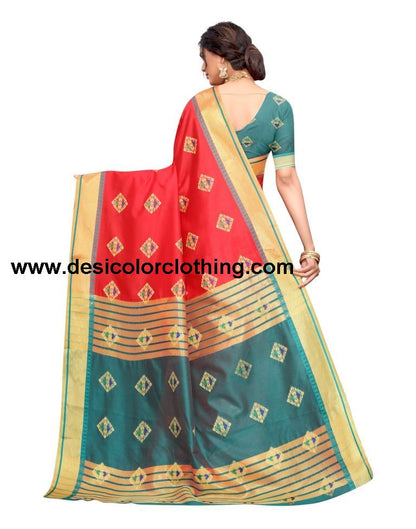 Red Coloured Poly Silk Jacquard Partywear saree | SLV1657S129