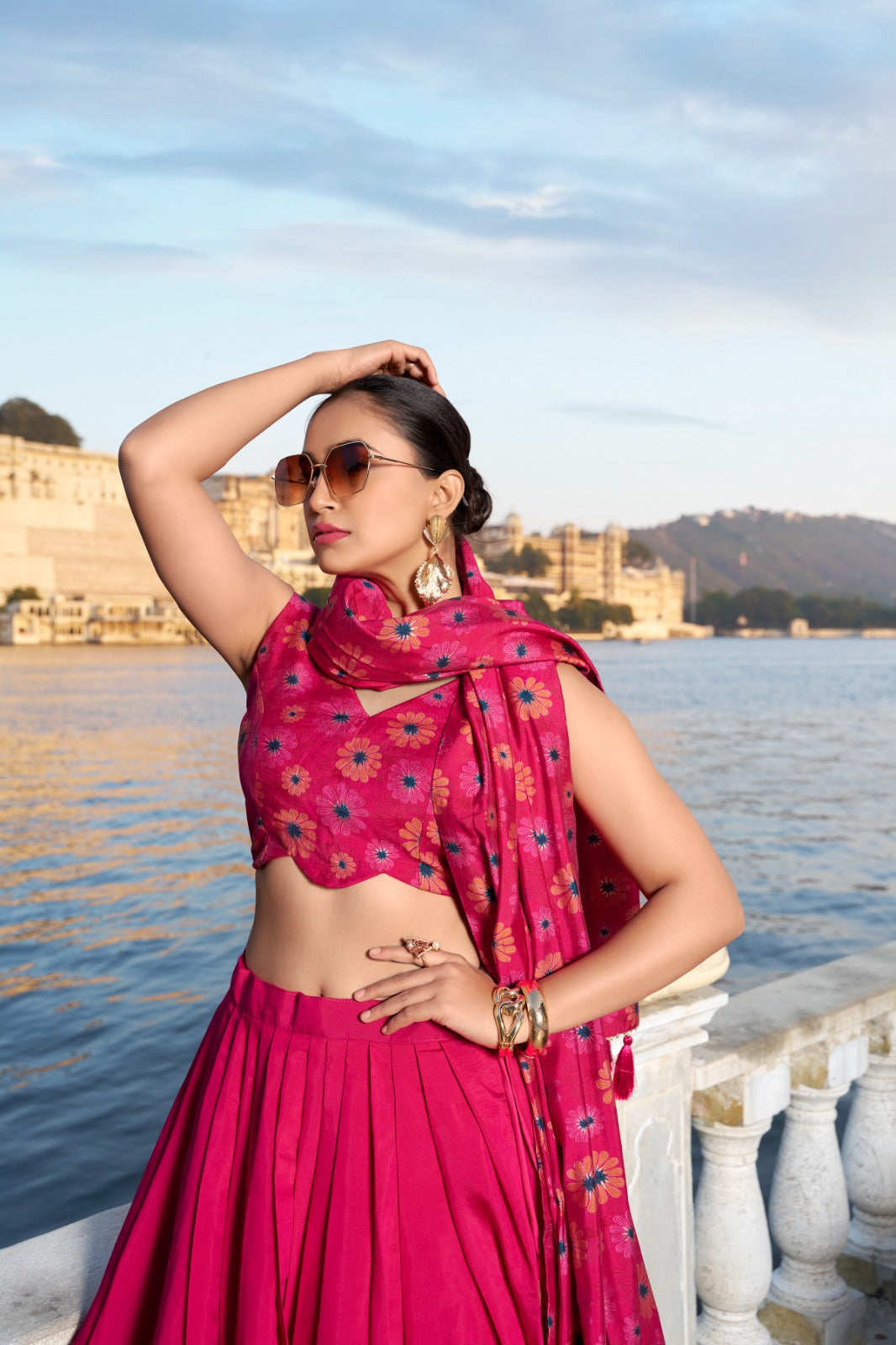 Product Image - Designer Floral Printed Lehenga Choli in Tussar Silk for Festive & Wedding Wear