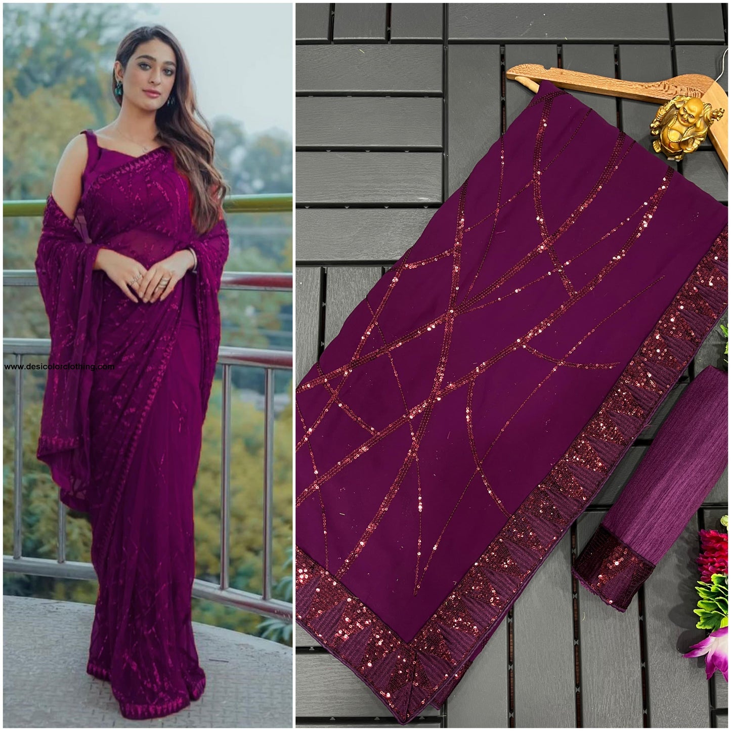 Super Hit Bollywood Blockbuster Sequins Design Georgette Saree