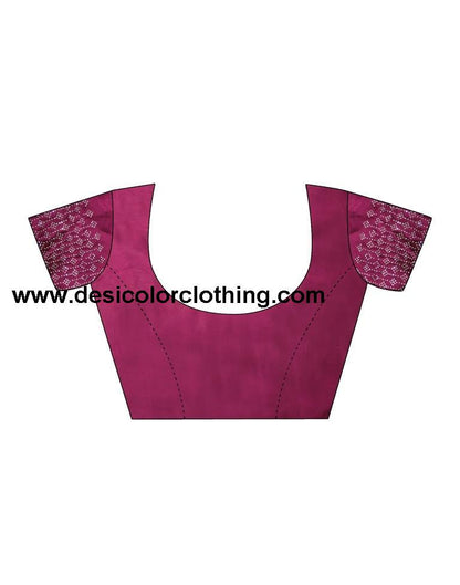 Dark Pink Georgette Plain Saree