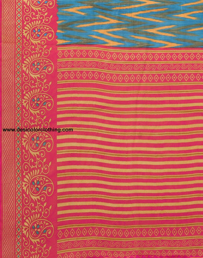 Teal Blue Georgette Printed Saree