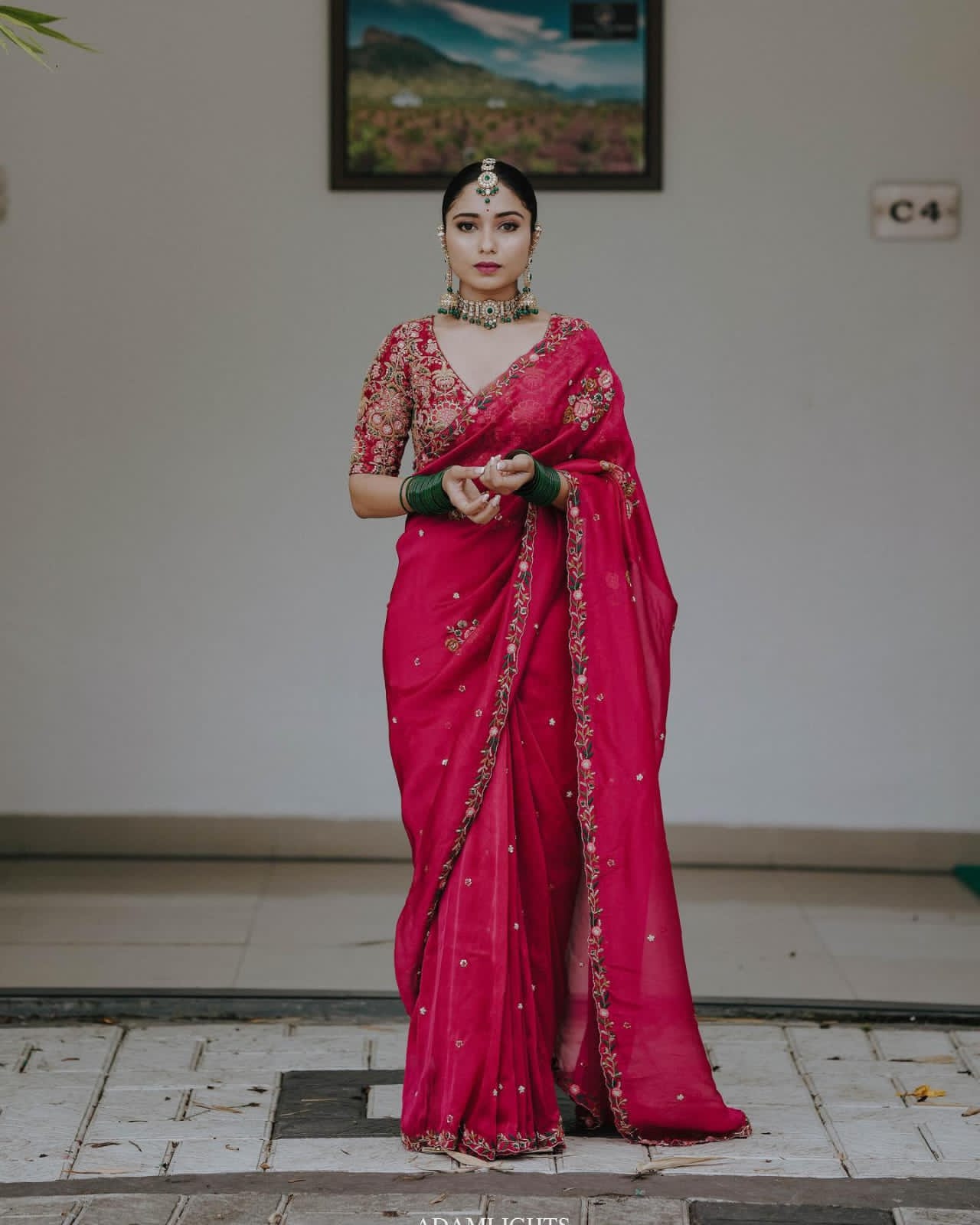 Product Image - Designer Organza Khadi Silk Saree with Embellished Blouse