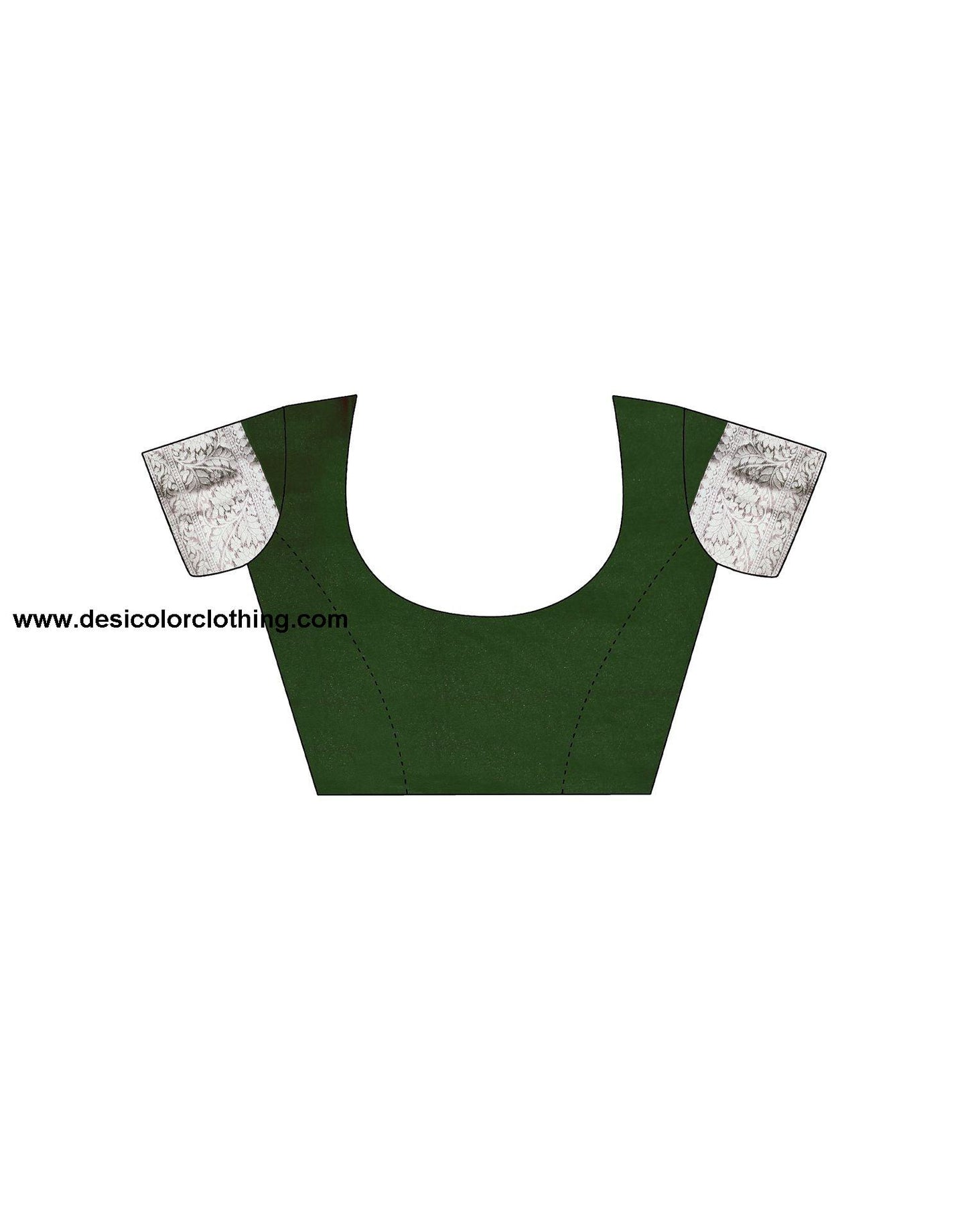 Dark Green Plain Organza Saree