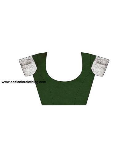 Dark Green Plain Organza Saree