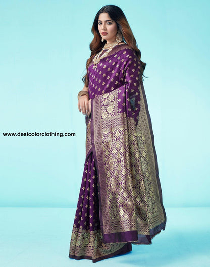 Purple Jacquard Silk Saree