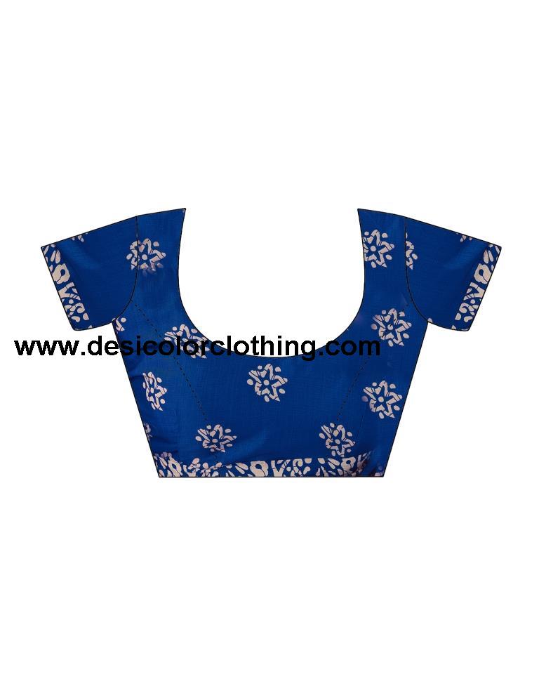 Dark Blue Silk Printed Saree