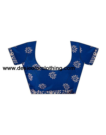Dark Blue Silk Printed Saree