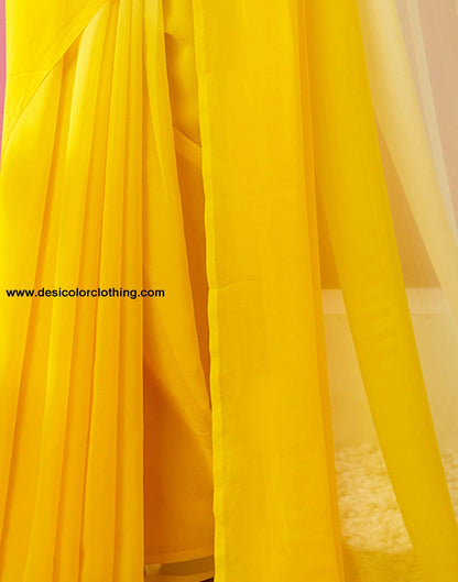 Turmeric Georgette Plain Ready to Wear Saree