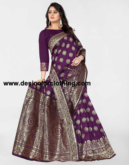 Purple Jacquard Banarasi Silk Saree