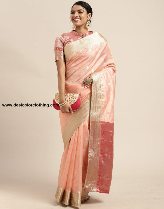 Peach Silk Saree