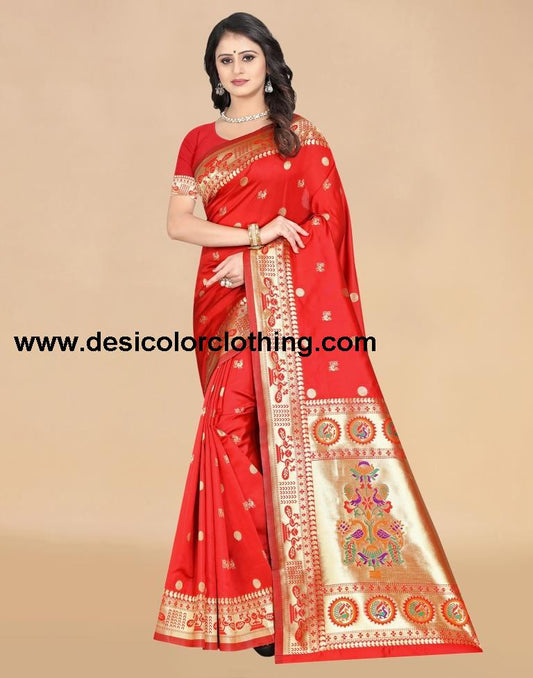 Red Paithani Silk Saree