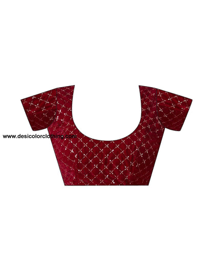 Red Georgette Plain Saree