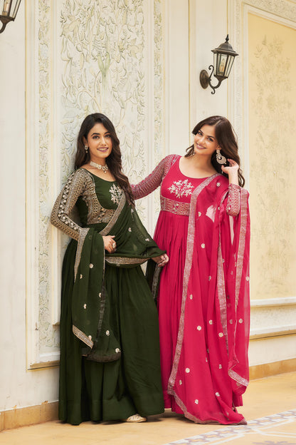 Product Image - Shree Ram Creation Festive Long Gown & Dupatta - Heavy Sequence Embroidery, Georgette Fabric