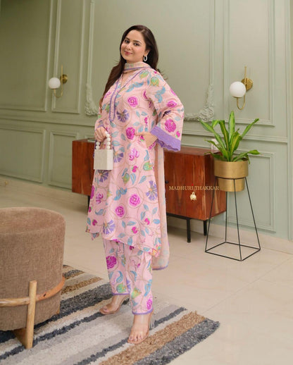 Product Image - Elegant Abstract Floral Suit Set | Designer Georgette Saree | Festive Wear