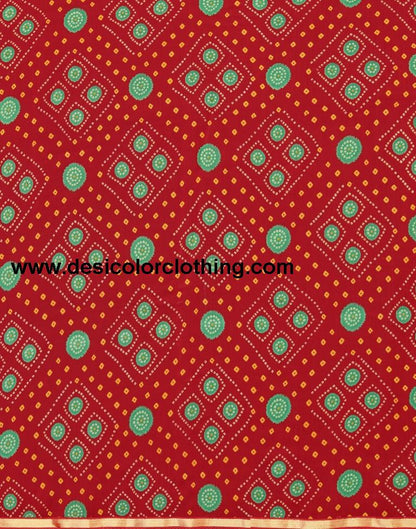 Red Bandhani Printed Saree