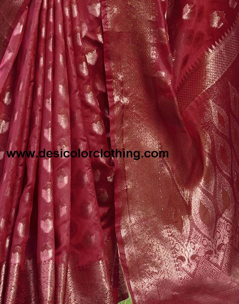 Red Organza Plain Saree