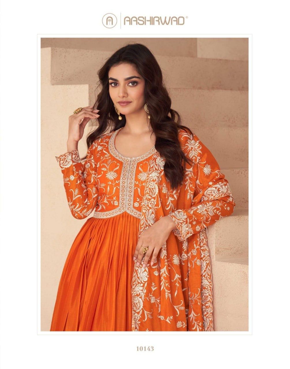Product Image - KESARIYA BY AASHIRWAD - Designer Georgette Saree for Festive and Wedding Wear