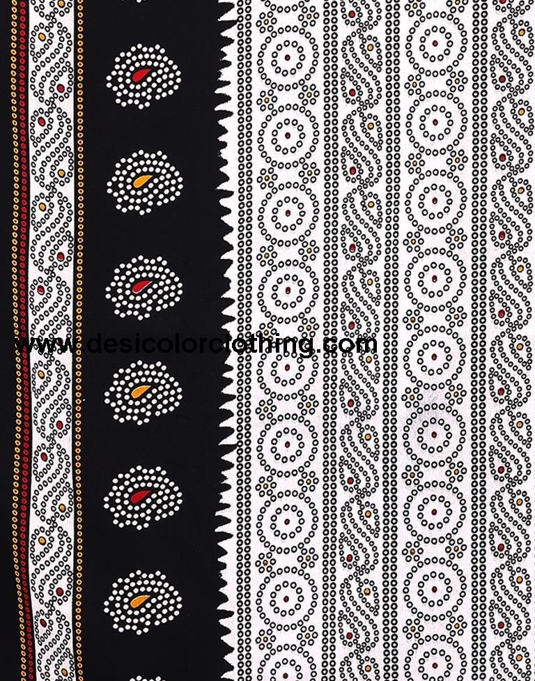 Black Printed Cotton Unstitched Salwar Suit Material