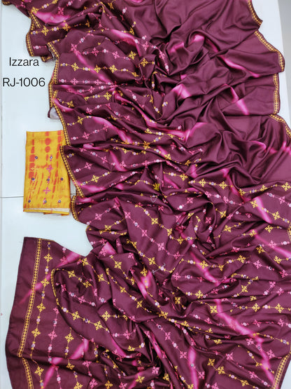 Product Image - Izzara Designer Saree - Soft Tusser with Leheriya Digital Print & Tikky Work