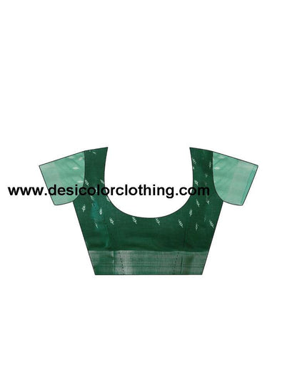 Dark Green Printed Cotton Saree
