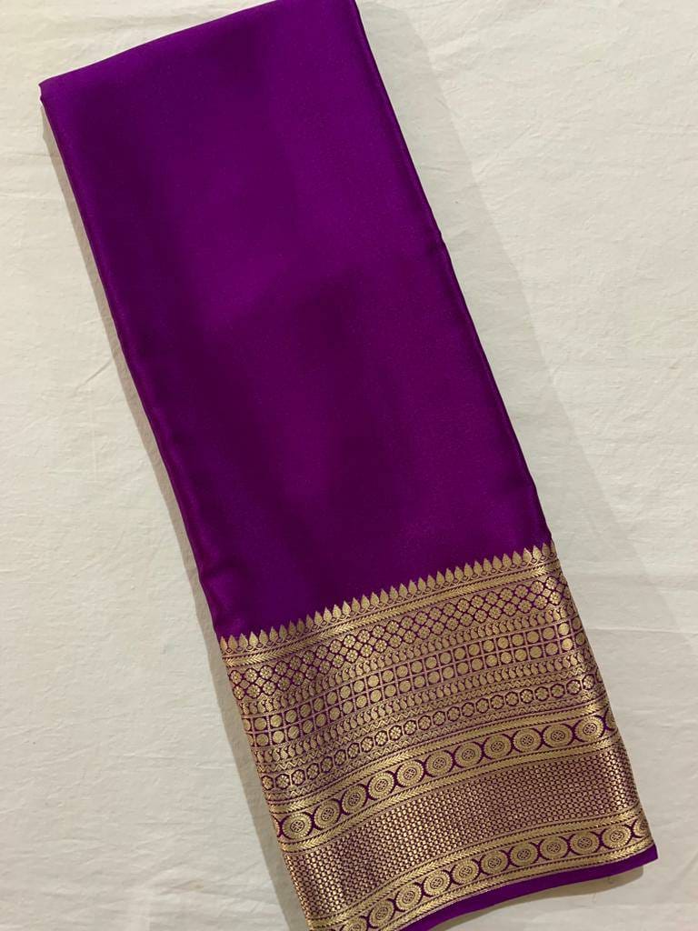 Product Image - Exquisite Semi-Mysore Silk Saree with Gold Border