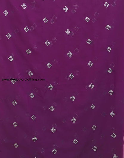 Dark Purple Georgette Sequence Embroidery Saree