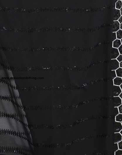 Black Georgette Sequence Saree