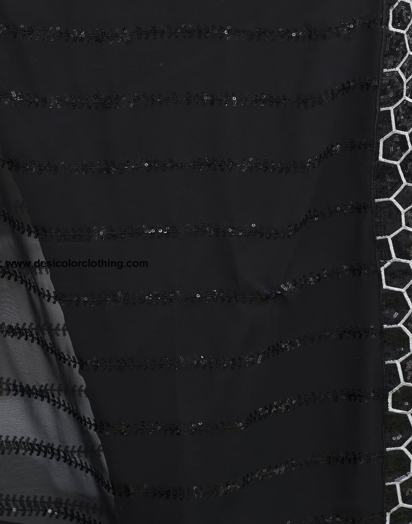 Black Georgette Sequence Saree