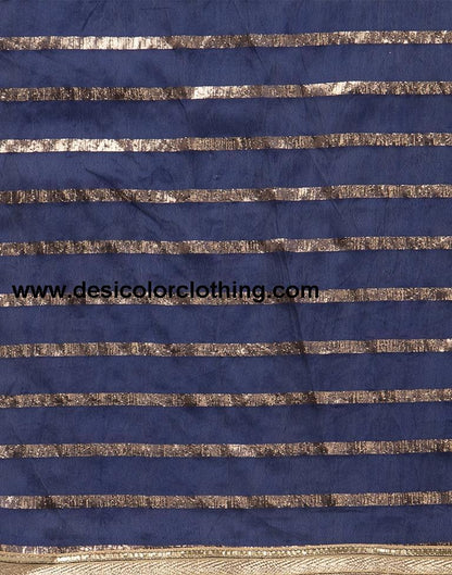 Astounding Navy Blue Cotton Thread Work Unstitched Salwar Suit