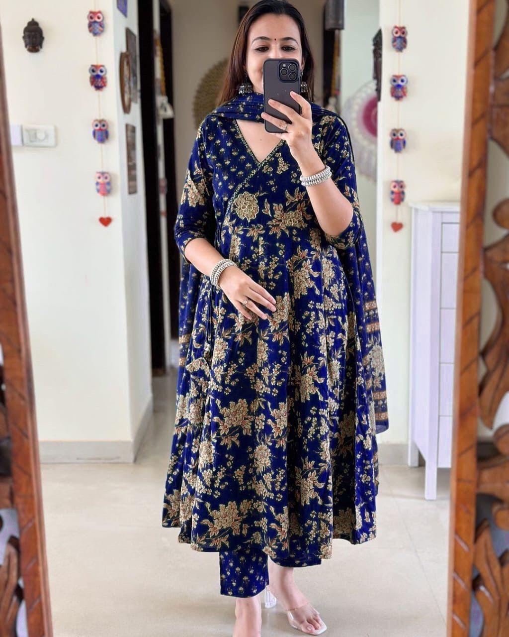 Product Image - Designer Georgette Wear - Elegant Kurta Pant and Dupatta Set