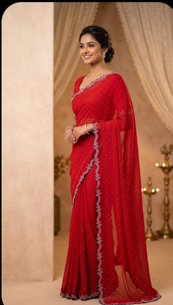 Product Image - Elegant Georgette Saree for Stylish Parties - 5