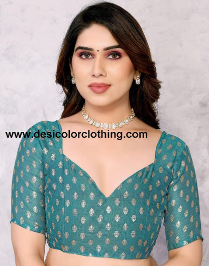 Rama Green Chiffon Plain Saree
