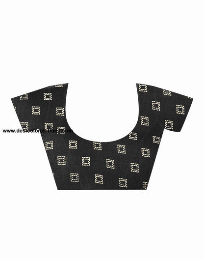 Black Printed Cotton Saree