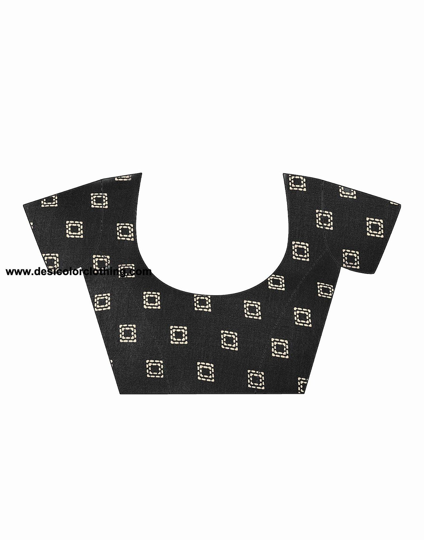Black Printed Cotton Saree