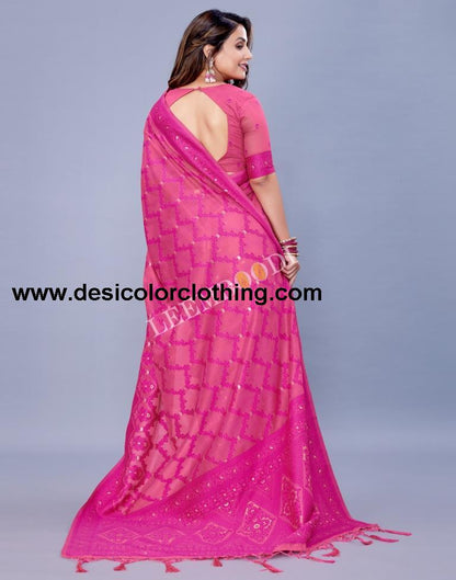 Pink Cotton Saree