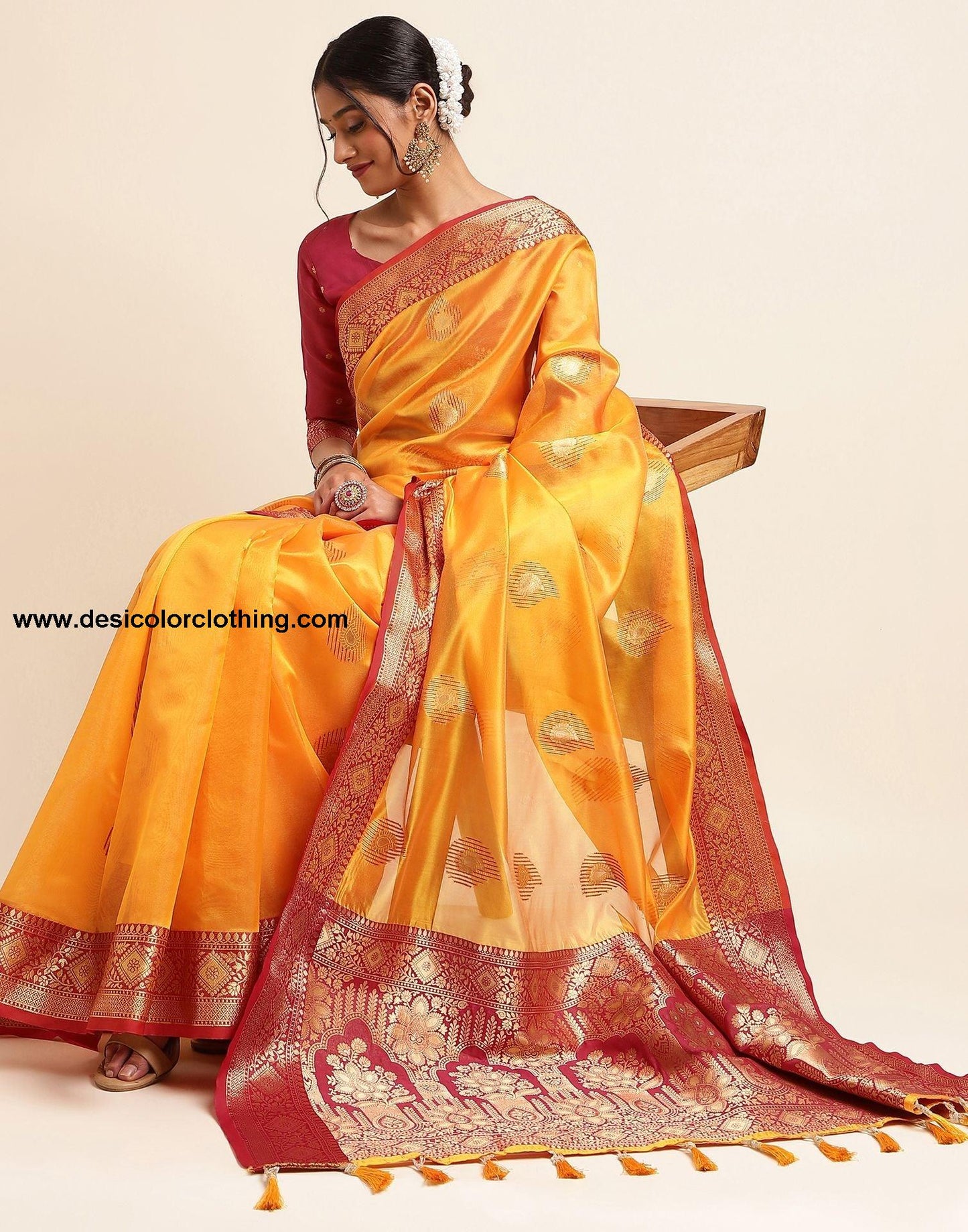 Turmeric Yellow Silk Banarasi Saree