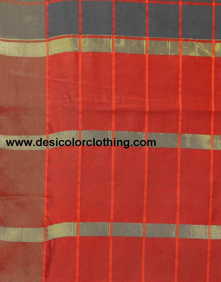 Black Coloured Chanderi Woven Checks Casual saree
